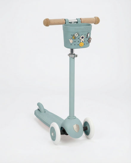 Banwood Fietsmandje Pin & Ride Teal voor gevonden schatten, bij De Gele Flamingo