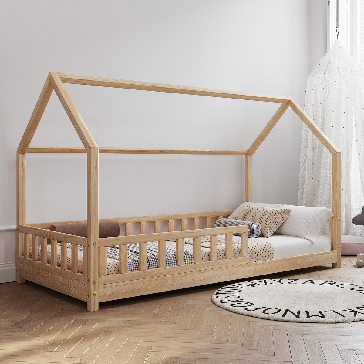 De Gele Flamingo bedhuisje Antwerp houten kinderbed in huisvorm
