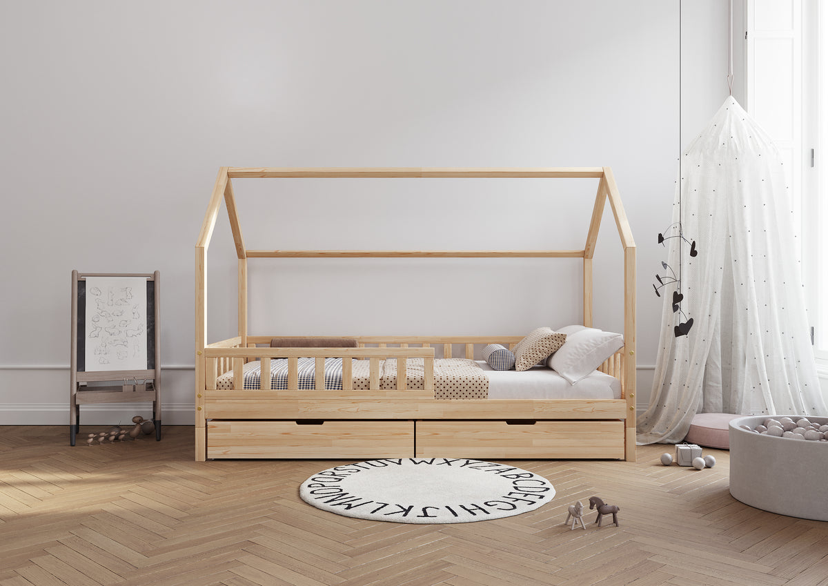 De Gele Flamingo bedhuisje Antwerp met lades, houten kinderbed met opbergruimte