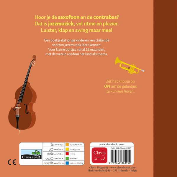 Clavis Geluidenboekje Jazzdeuntjes, kartonnen geluidenboekje over jazzmuziek