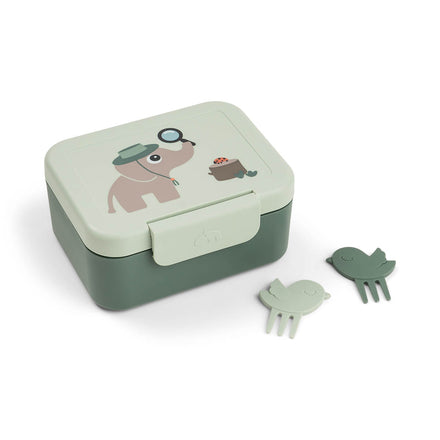 Done By Deer kleine lunchdoos met snackprikkers Tiny Trails Green