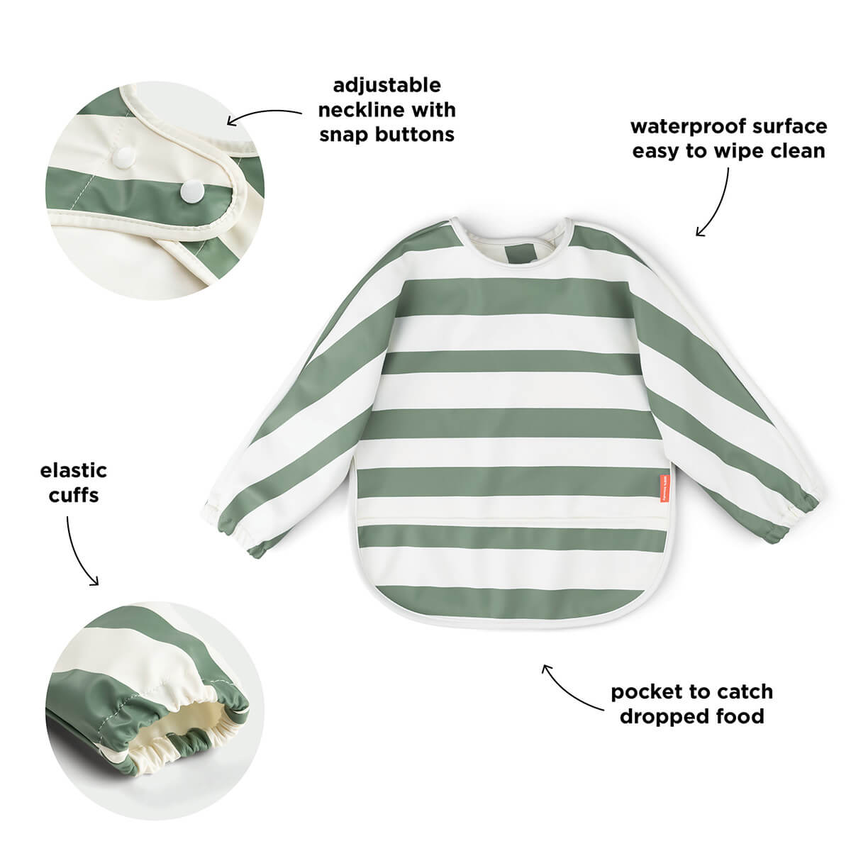 Done By Deer slab met lange mouwen en opvangzak in Stripes Green