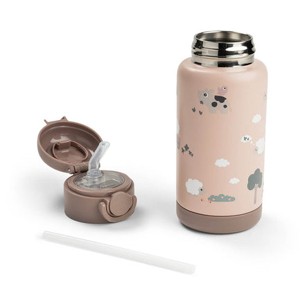 Deksel met wegklapbaar rietje van de Done By Deer thermosfles Tiny Farm Powder