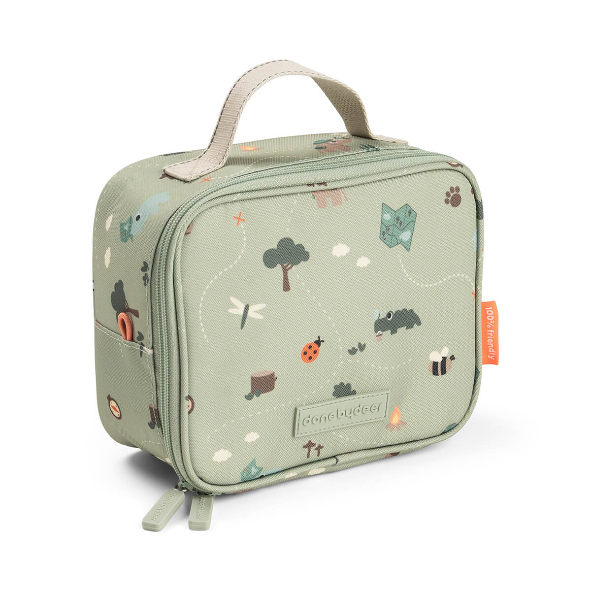 Done By Deer kleine thermische lunchtas Tiny Trails Green, vooraanzicht
