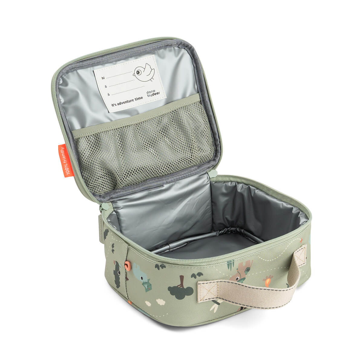 Done By Deer kleine thermische lunchtas Tiny Trails Green, vooraanzicht