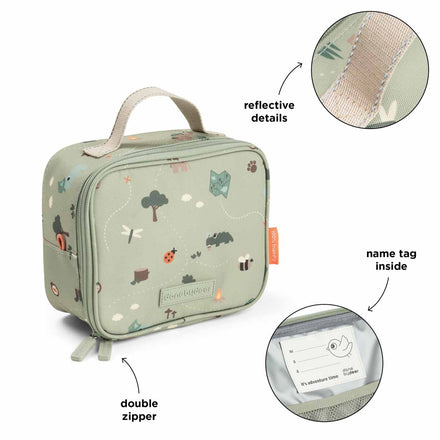 Draaglus met reflecterend stiksel van de groene Done By Deer lunchtas