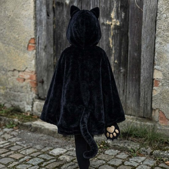 Great Pretenders Black Cat Cuddle Cape verkleedcape zwart