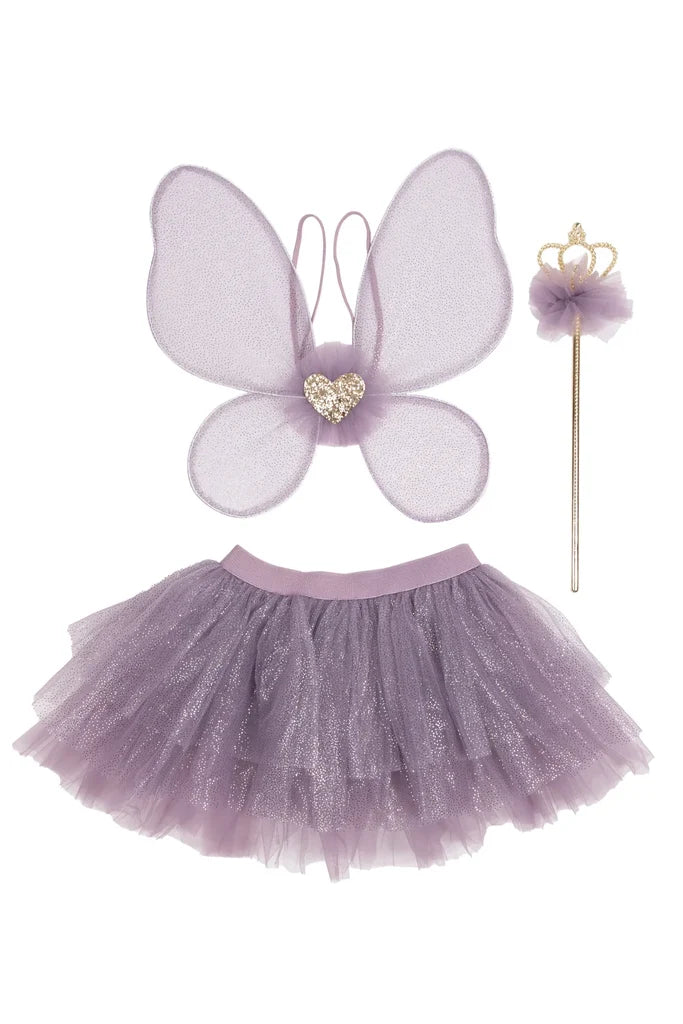 Great Pretenders Royal Fairy Princess tule rok met vleugels en toverstaf paars