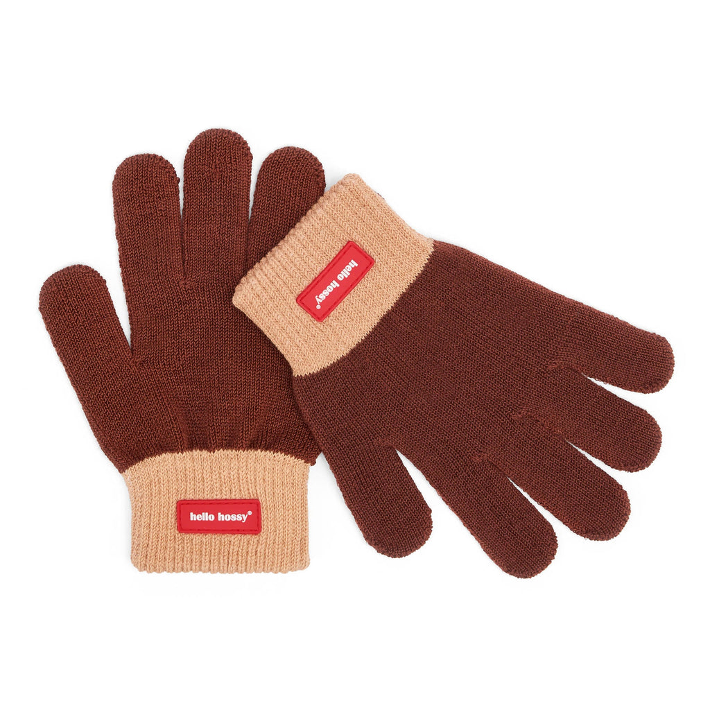 Hello Hossy handschoenen Handy Coffee, bruine gebreide handschoenen