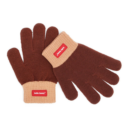 Hello Hossy handschoenen Handy Coffee, bruine gebreide handschoenen