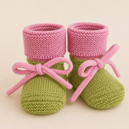 Tweekleurige Hvid babyslofjes met aangenaaide veter