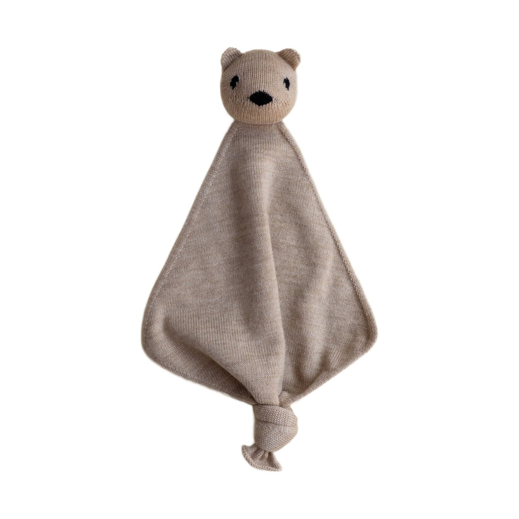 Hvid Teddy Tokki Knuffeldoekje Sand op witte achtergrond
