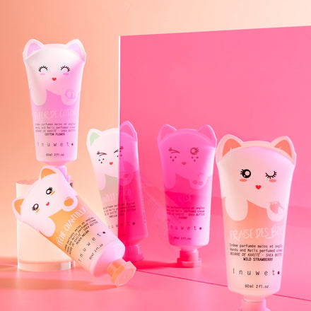 Inuwet handcrèmes in kattenverpakking in sfeerbeeld