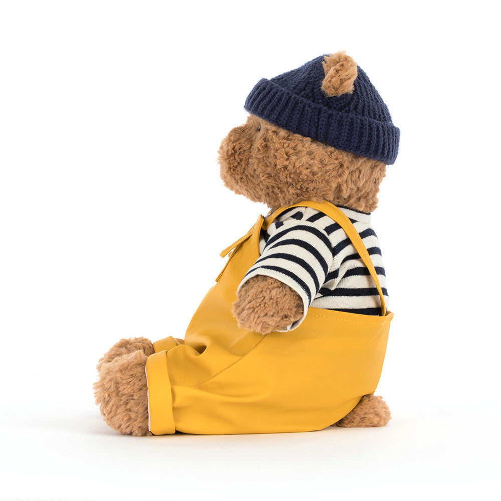 Jellycat Bartholomew Bear Seafarer Outfit, zijaanzicht met blauwe muts