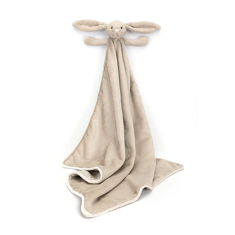 Jellycat Bashful Bunny Blankie Large, konijntje op het opgerolde dekentje met lint