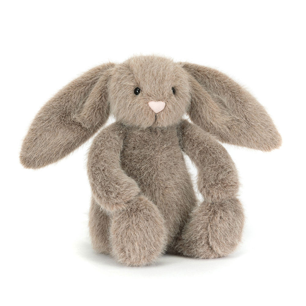 Jellycat Flufflet Bunny Fawn, zittend vooraanzicht van het konijntje