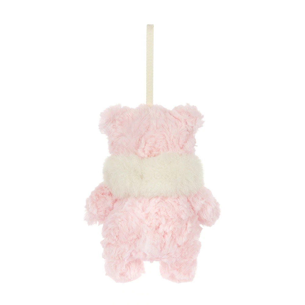 Jellycat Leola Bear Winter Warmer kerstdecoratie, achterkant met lintje