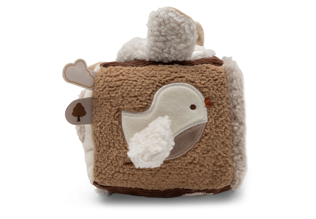 Jollein activiteitenkubus Woolly, ring met lus voor de kinderwagen