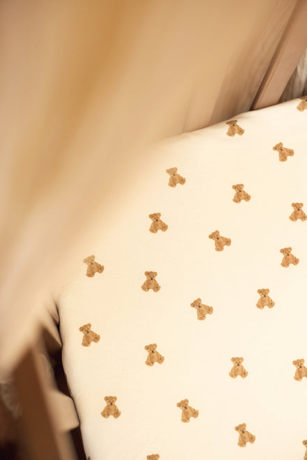 Jollein hoeslaken jersey Mini Teddy Bear beertjes