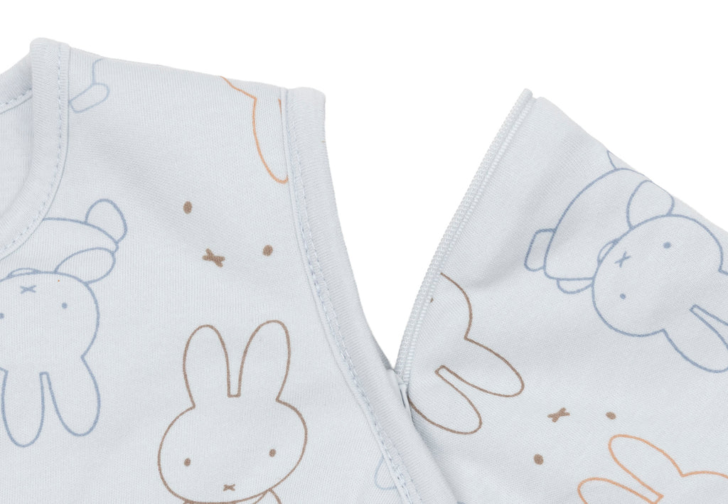 Close-up van de veilige rits van de Jollein Miffy Moments slaapzak Cloud Blue, babyslaapzak bij De Gele Flamingo