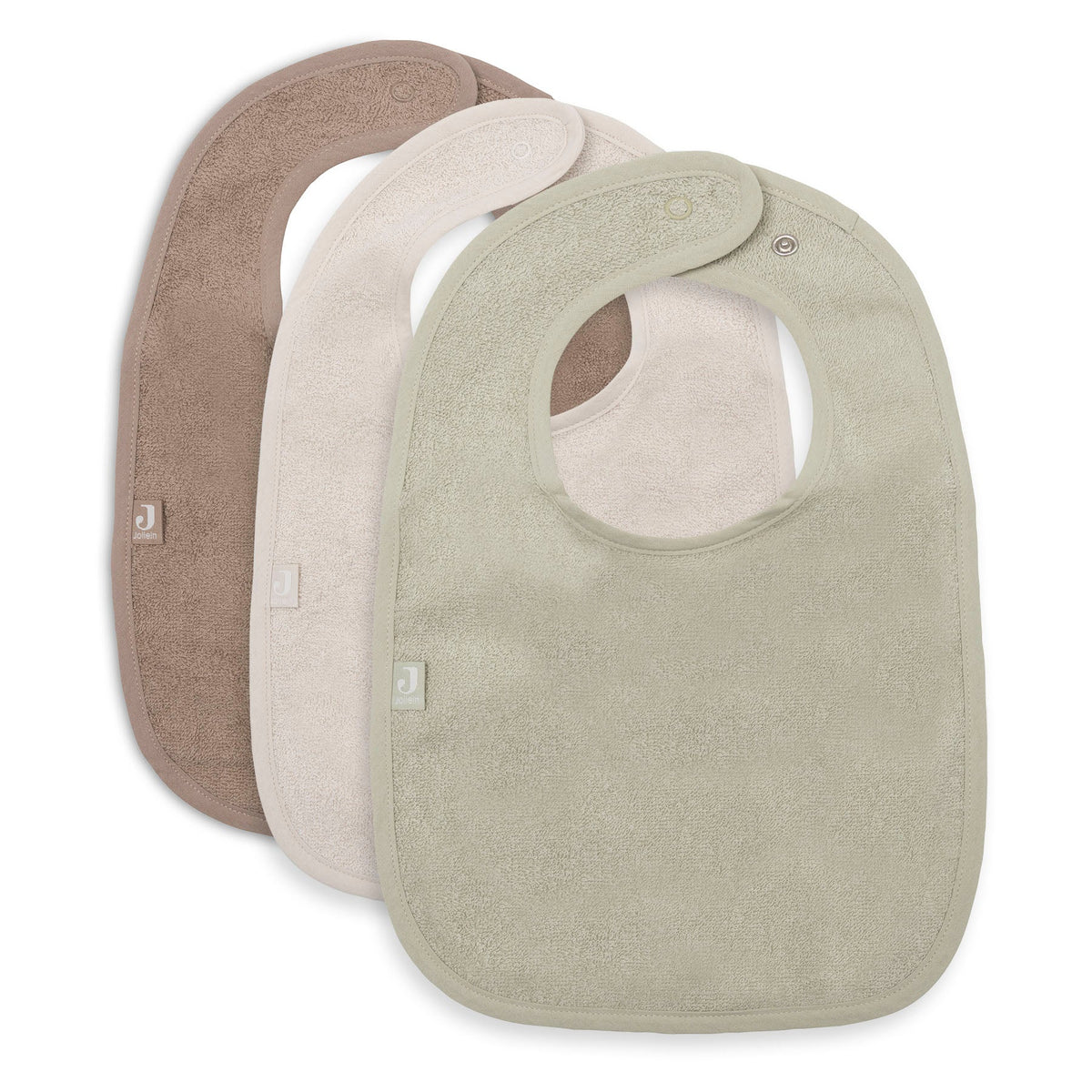 Jollein Slab Badstof Sand Soft Matcha en Milky Coffee slabbetjes