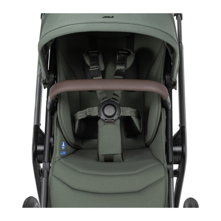 Joolz Kinderwagen Day5 Complete Set Forest Green, vooraanzicht van het zitje met gordel