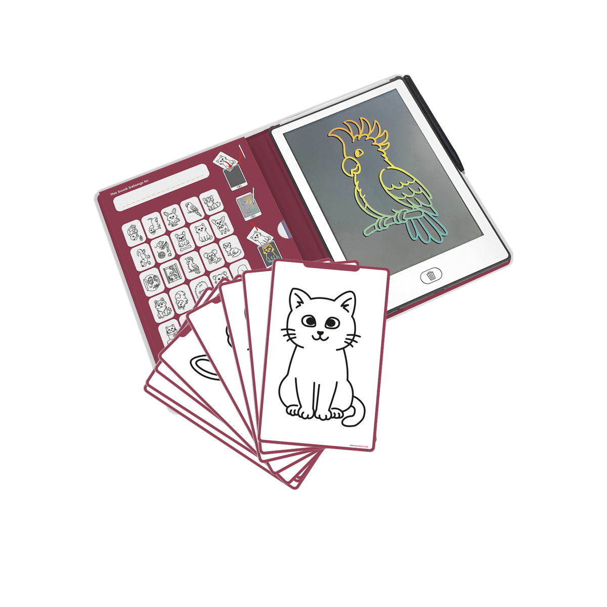 Kidywolf Kidydraw-Mini Tablet 30 Tekeningen | Tekenbord Huisdieren
