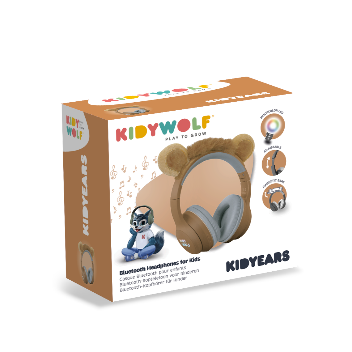 Kidywolf Kidyears bluetooth koptelefoon Leeuw, vooraanzicht met leeuwenmanen
