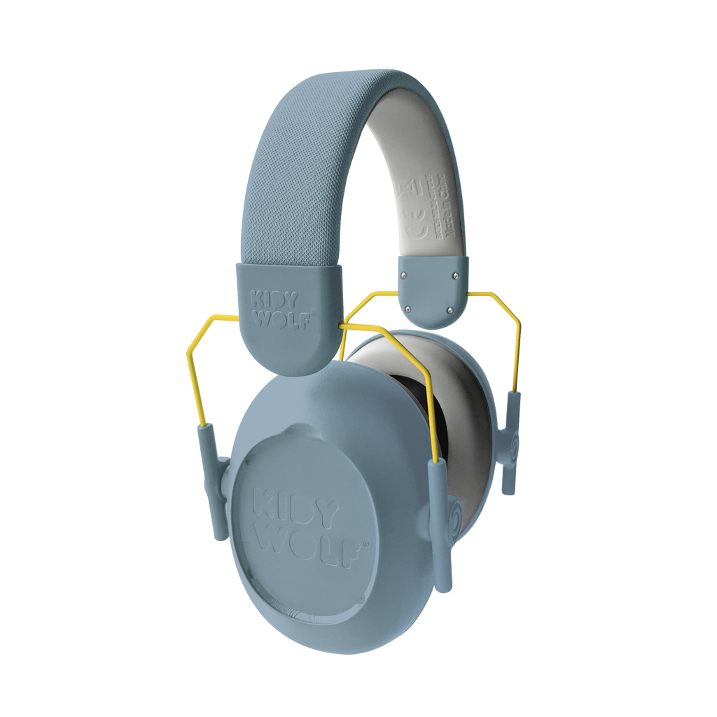 Kidywolf Kidynoise gehoorbeschermer blauw, schuin zijaanzicht