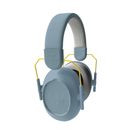 Kidywolf Kidynoise gehoorbeschermer blauw, schuin zijaanzicht