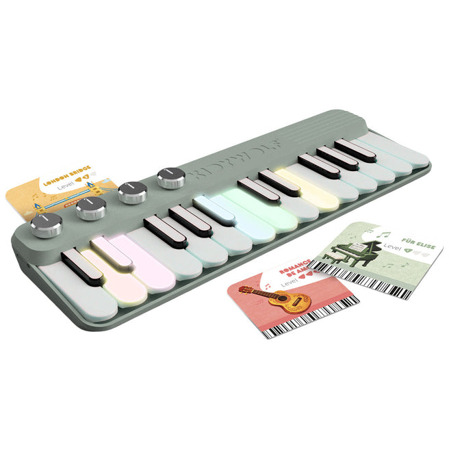Kidywolf Kidypiano mini piano groen, piano met verlichte toetsen en leerkaarten