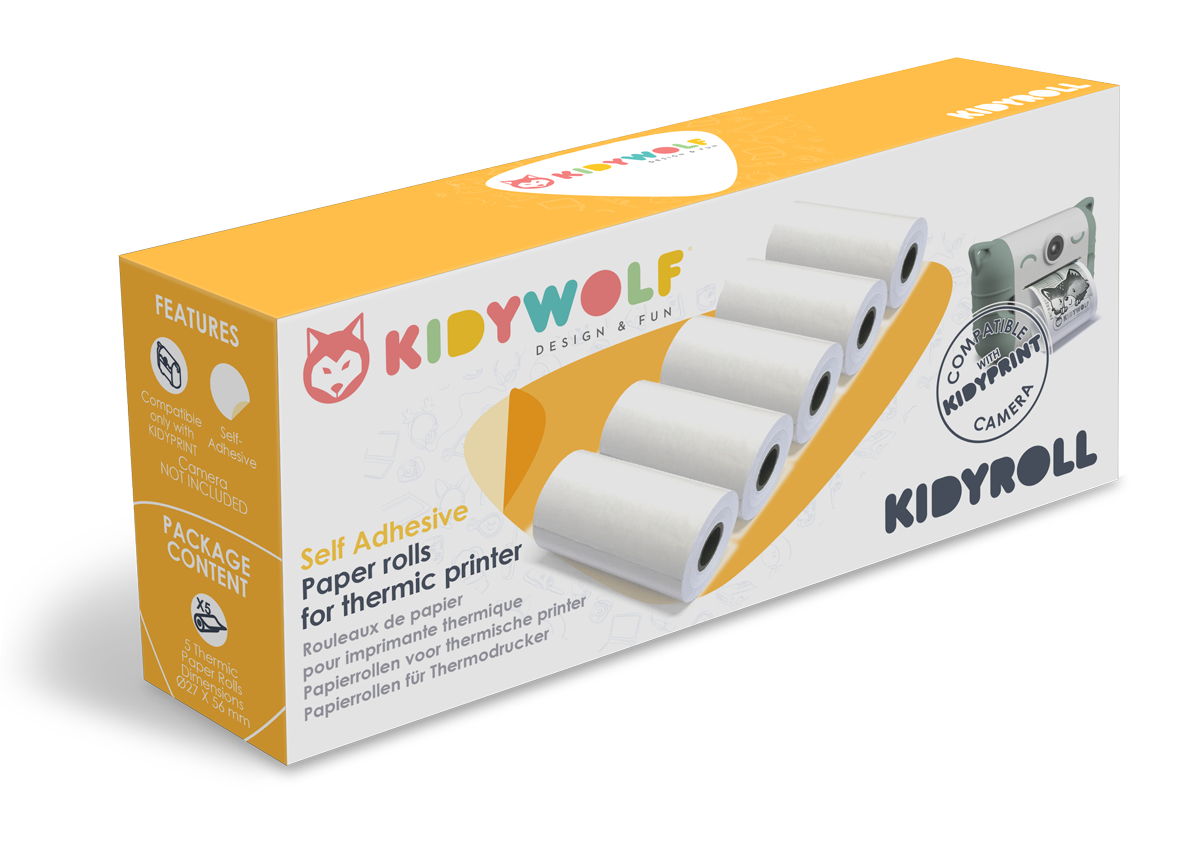 Kidywolf Kidyroll 5 zelfklevende rollen voor Kidyprint, verpakking