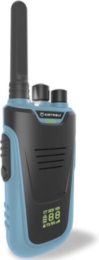 Kidywolf Kidytalk walkie talkie blauw, vooraanzicht