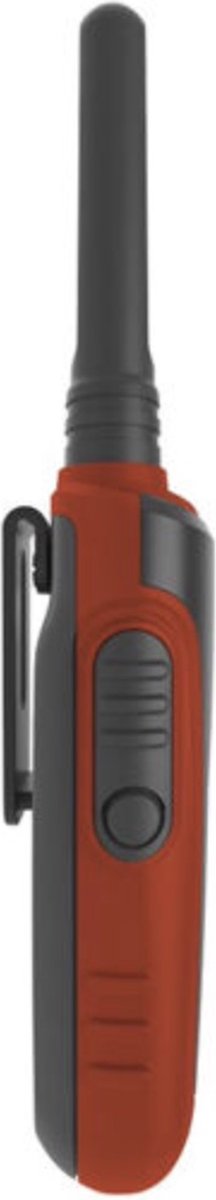 Kidywolf Kidytalk walkie talkie rood, zijaanzicht met riemclip
