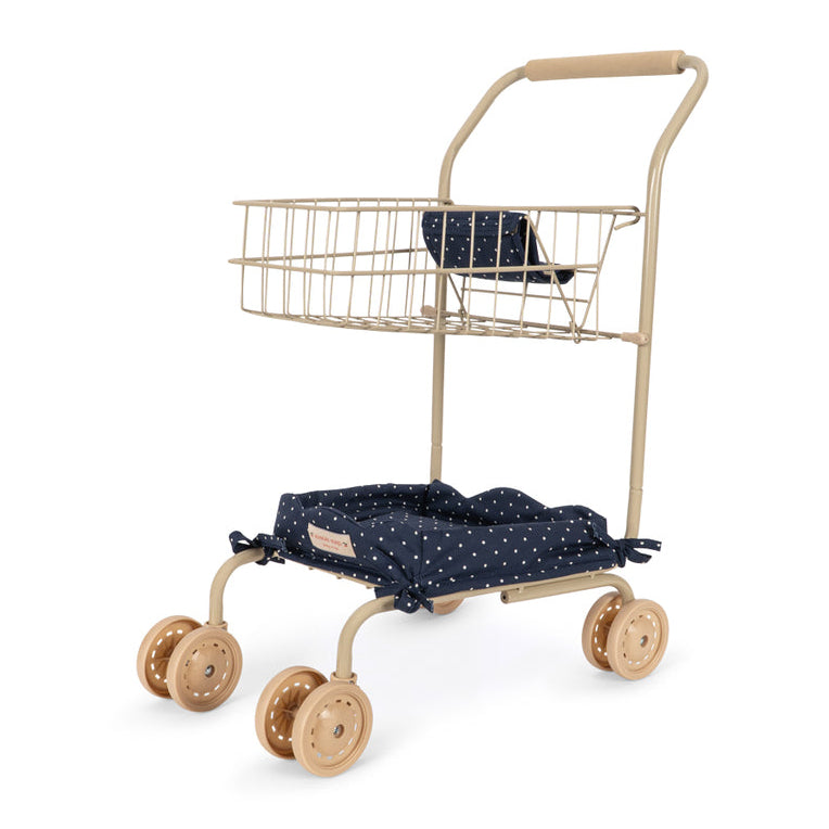 Konges Sløjd Boodschappenwagentje Kids Shopping Cart Ditzy Dot, boodschappenwagentje op witte achtergrond