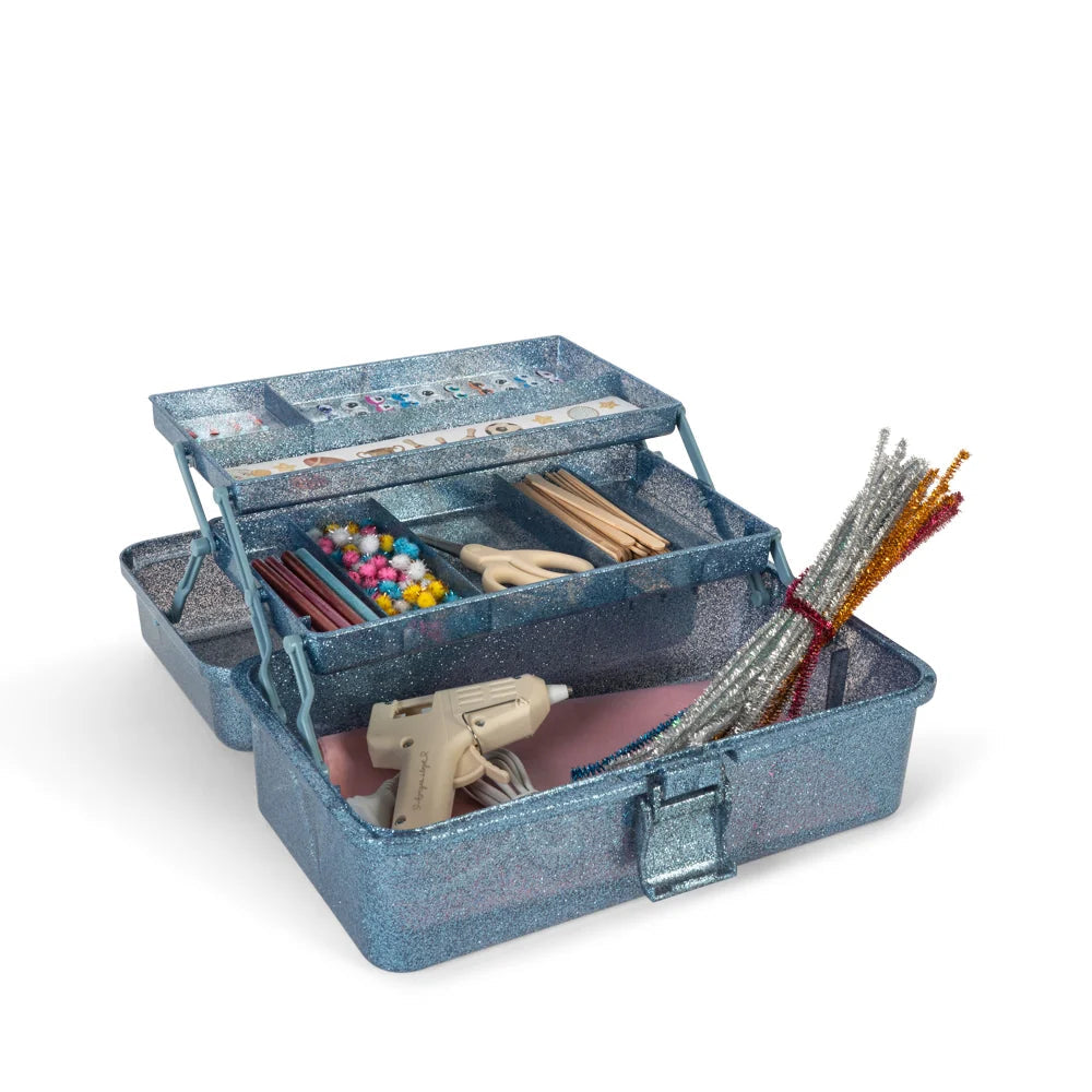 Konges Sløjd Creative Hobby Caddy Glitter Blue, gesloten knutselkoffer