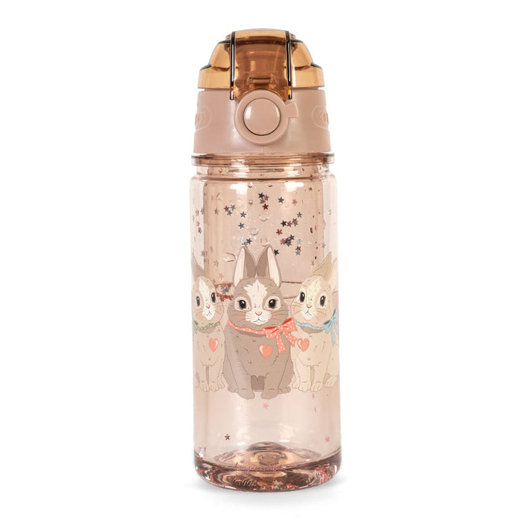Konges Sløjd Drinkfles Glitter Bottle Bunny, glitterdrinkfles op witte achtergrond