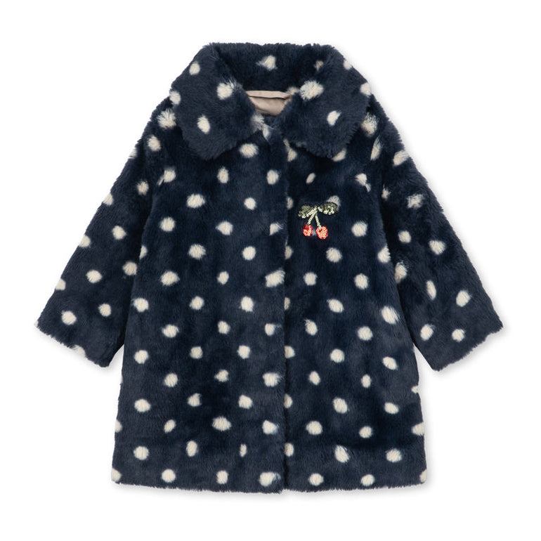 Konges Sløjd Jas Fuzzie Coat GRS Dot Nuit, jas op witte achtergrond