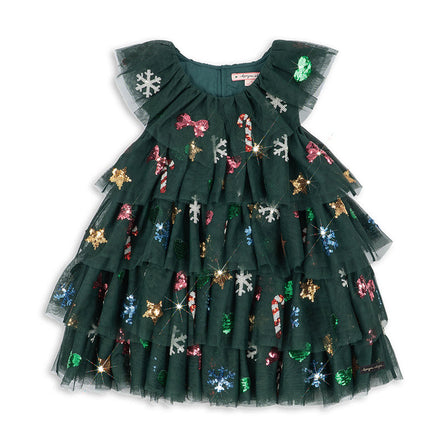 Konges Sløjd Jurk Yvonne Christmas Dress Hunter Green, donkergroene jurk op witte achtergrond