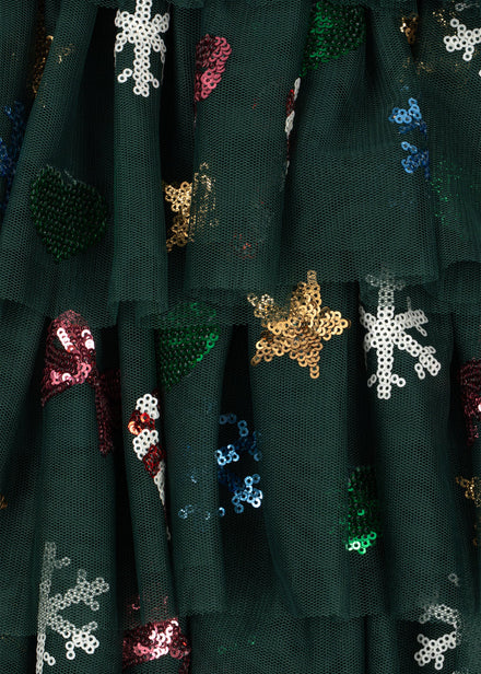 Konges Sløjd Jurk Yvonne Christmas Dress Hunter Green, vijfde productfoto op witte achtergrond
