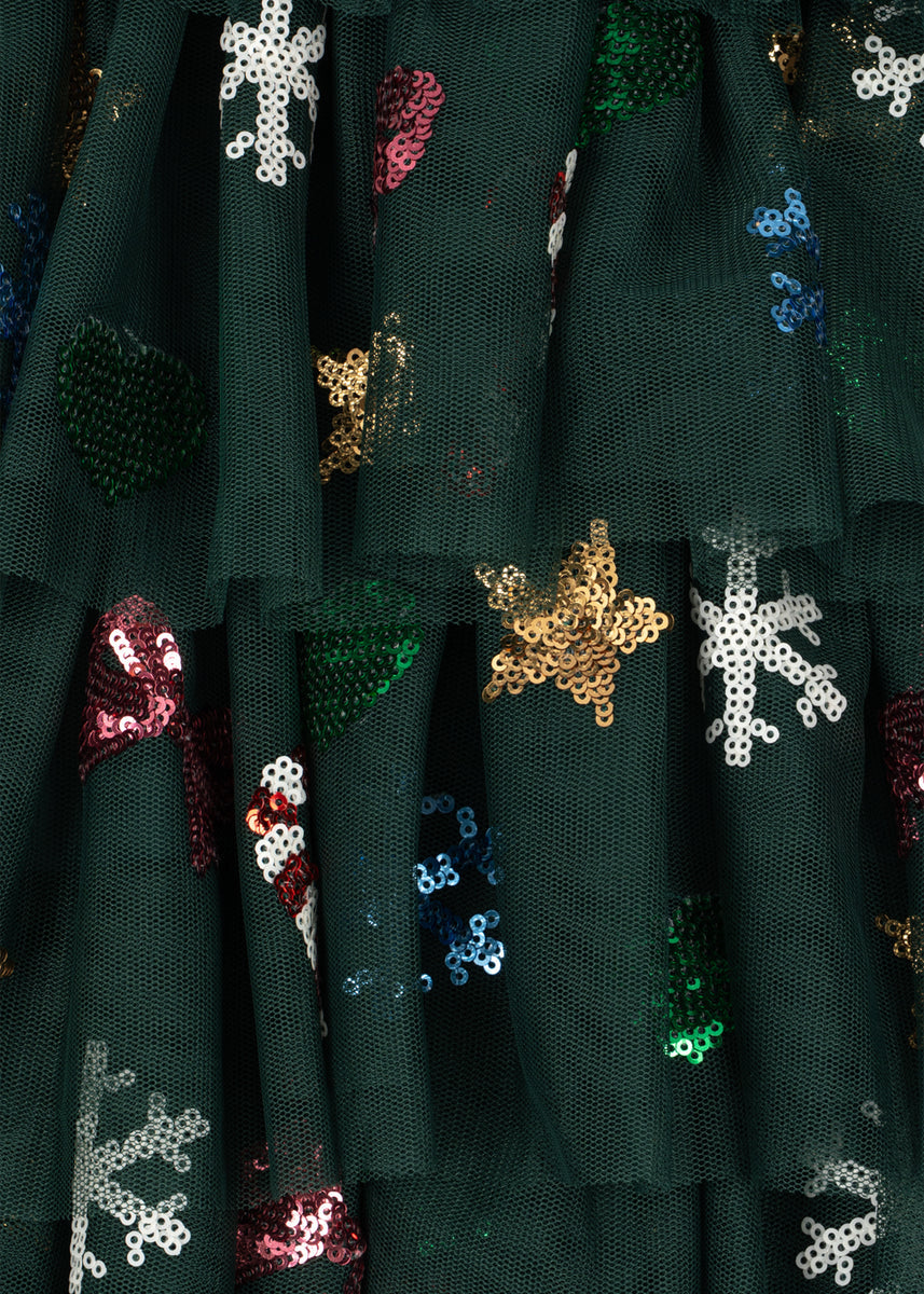 Konges Sløjd Jurk Yvonne Christmas Dress Hunter Green, vijfde productfoto op witte achtergrond