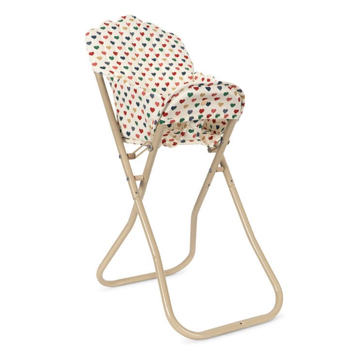 Konges Sløjd Poppenstoel Doll High Chair Coeur Coloré, poppenstoel op witte achtergrond