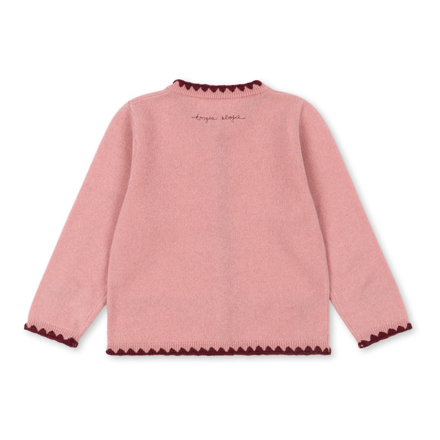 Konges Sløjd Vestje Collette Cardigan Pale Blush, achterkant van het vestje op witte achtergrond