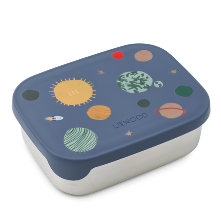 Liewood Arthur lunchbox Universe Classic Navy met planeten en zon op het deksel