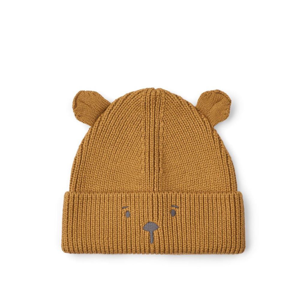 Liewood Gina muts in Golden caramel met geborduurde beerdetails