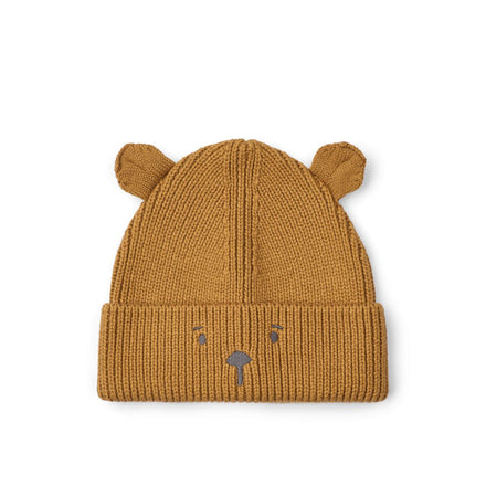 Liewood Gina muts in Golden caramel met geborduurde beerdetails