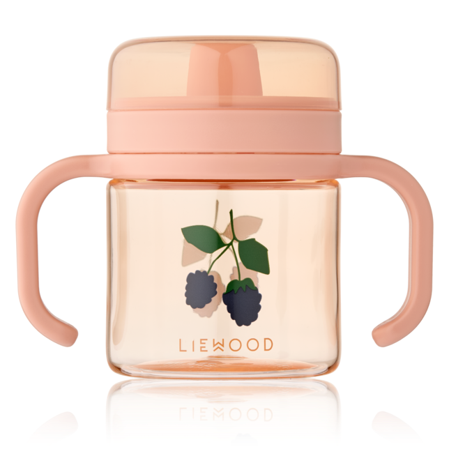 Liewood Kylo tritan tuitbeker Berry Pale Tuscany met twee handvatten en bramenprint