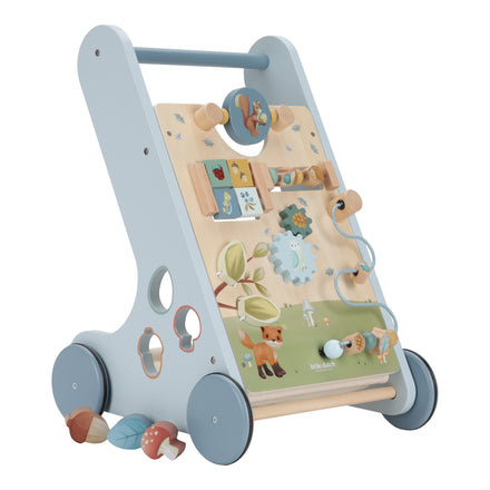 Little Dutch activiteiten loopwagen Forest Friends, schuin vooraanzicht met speelpaneel
