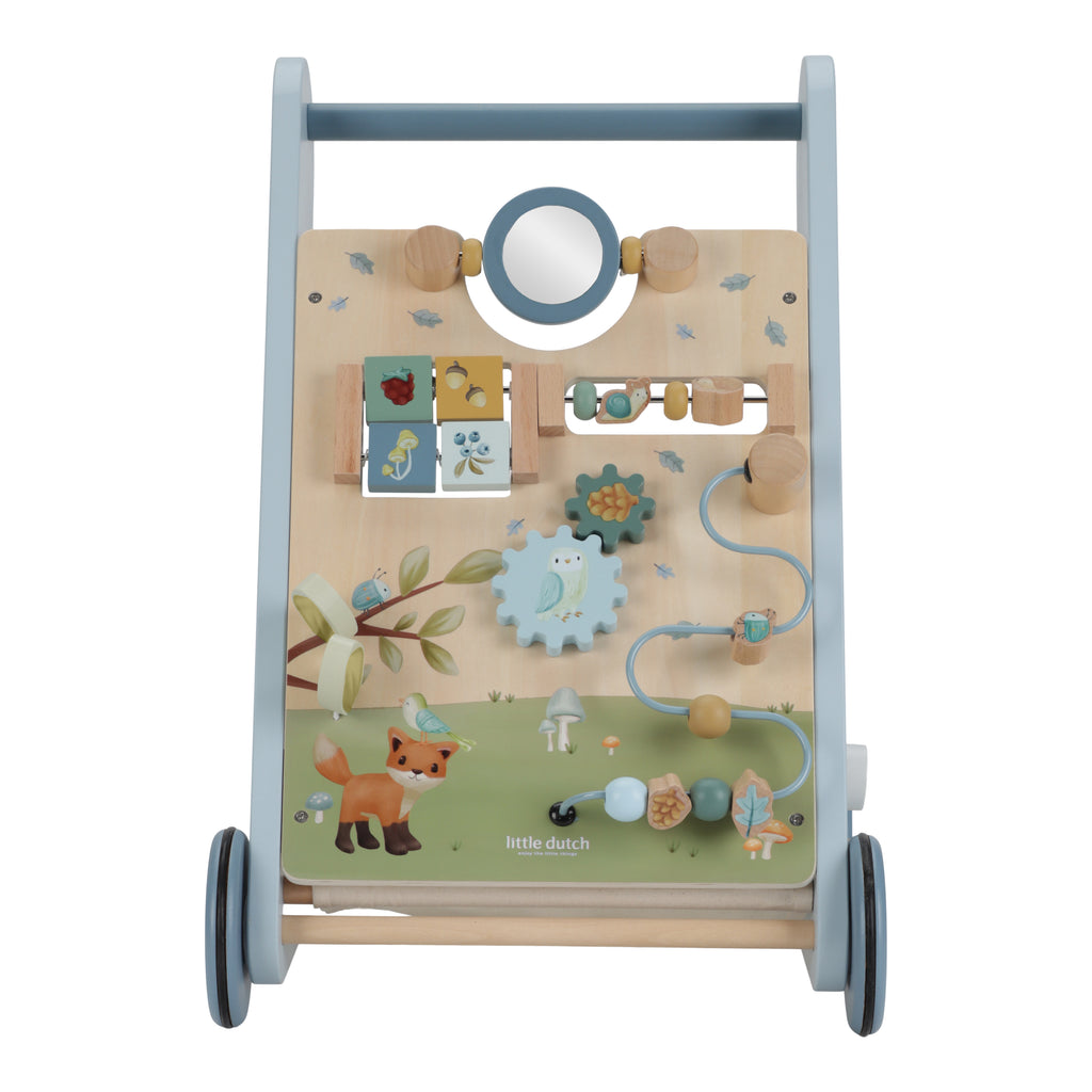 Little Dutch activiteiten loopwagen Forest Friends, vooraanzicht van het speelpaneel