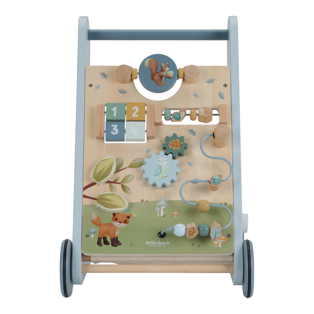 Little Dutch activiteiten loopwagen Forest Friends, paneel met draaischijven en kralen